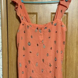 Torrid Coral Tank Top with Cactus Print